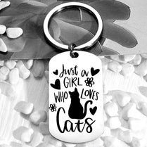 Just A Girl Who Loves Cats Keychain Cute Stainless Steel Cute Keyring