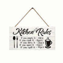 Funny Kitchen Rules Home & Dining Room Decor Wooden Sign Plaque Ornament