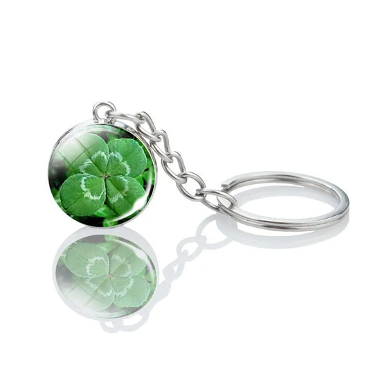 Lucky Crystal Marble Four Leaf Clover Keychain Irish Shamrock Keyring Gift For Friend Mother Aunt Daughter Niece Grandma For Birthday Special Occasion