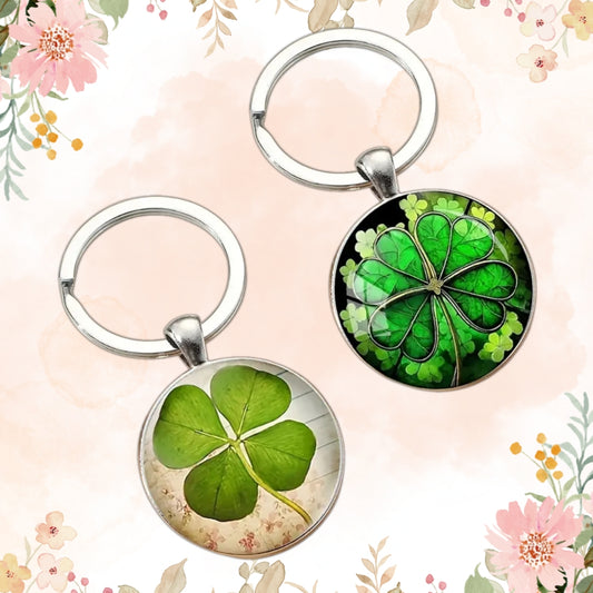 Lucky Crystal Round Four Leaf Clover Keychain Irish Shamrock Keyring Gift For Friend Mother Aunt Daughter Niece Grandma For Birthday Special Occasion