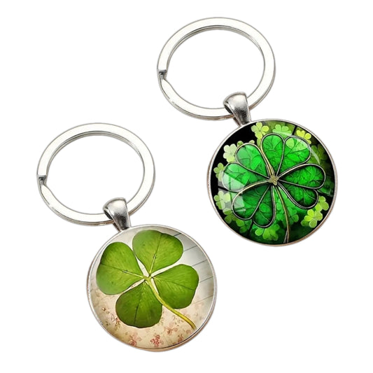 Lucky Crystal Round Four Leaf Clover Keychain Irish Shamrock Keyring Gift For Friend Mother Aunt Daughter Niece Grandma For Birthday Special Occasion