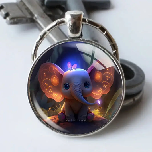 Magical Cute Elephant Butterfly Keyring Charm Keychain BFF Couple Gift