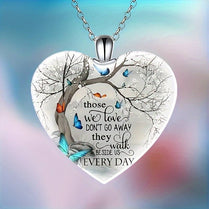 Exquisite Those We Love Don't Go Away Crystal Memorial Double Sided Pendant Necklace