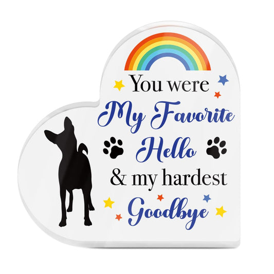 Rainbow Bridge Memorial Pet Dog Heart-Shaped Block Acrylic Plaque Gift Free-Standing Sign Keepsake For Loss of Pet Bereavement Sympathy Remembrance In Memory of Dog Passed Away