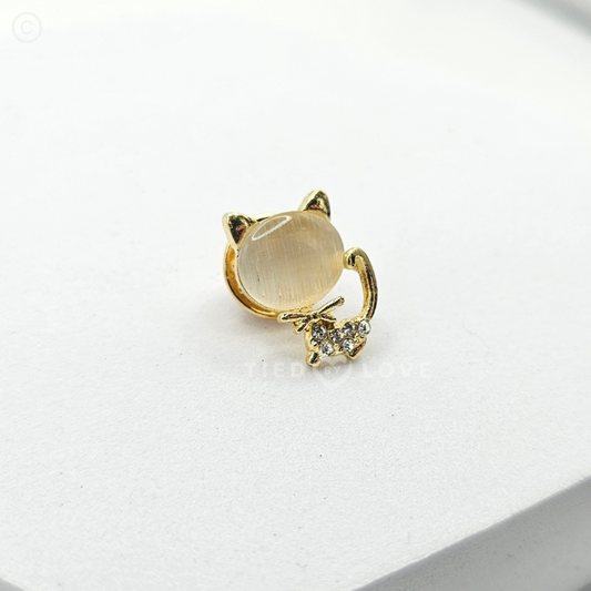 Gold Mini Cat Crystal Brooch Pin Sparkling Crystals Womens Brooch