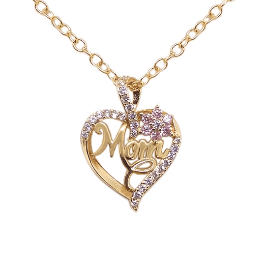 Elegant Exquisite Heart Flower Mother's Day Pendant Necklace