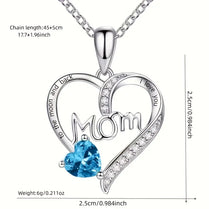 Mom Mothers Heart-Shaped Rhinestone Crystal I Love You Pendant Necklace