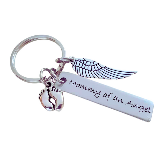 Mommy Of An Angel Memorial Wing Keyring Keepsake Keychain