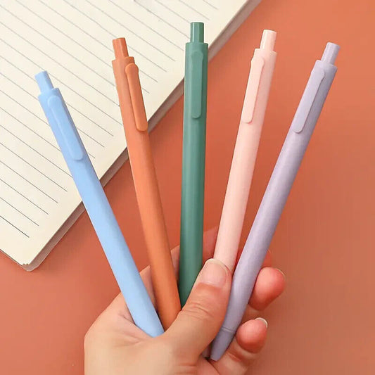 5pcs Morandi Colour Press Gel Pens Macaron Student Press Pens, Office Stationary