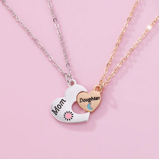 Mother & Daughter Engraved Interlocking Hearts Gift Set Necklaces