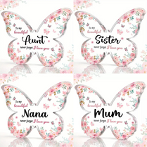 To My Aunt Nana Sister Mum Daughter Godmother Family Butterfly-Shaped Block Acrylic Plaque Birthday Keepsake Gift