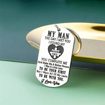 My Man Engraved Love Keychain Keyring Gift for Husband Anniversary Valentines