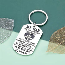 My Man Engraved Love Keychain Keyring Gift for Husband Anniversary Valentines