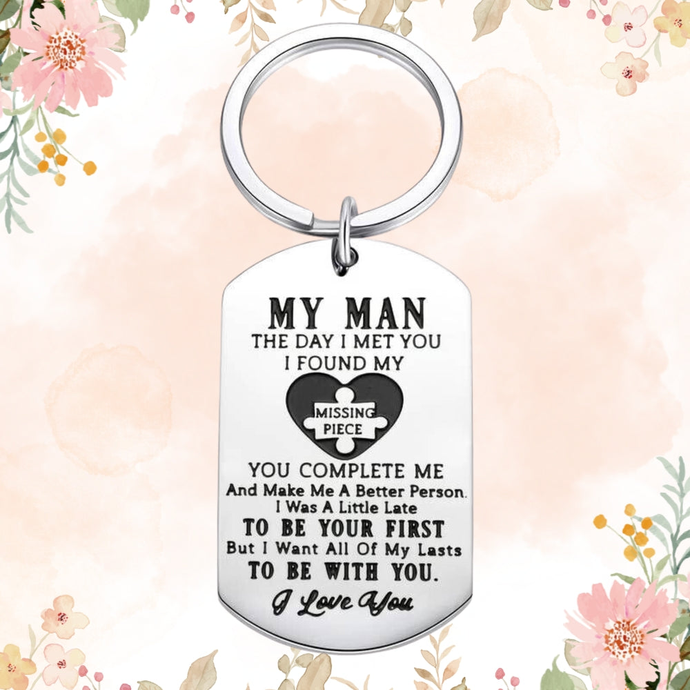 My Man Engraved Love Keychain Keyring Gift For Boyfriend