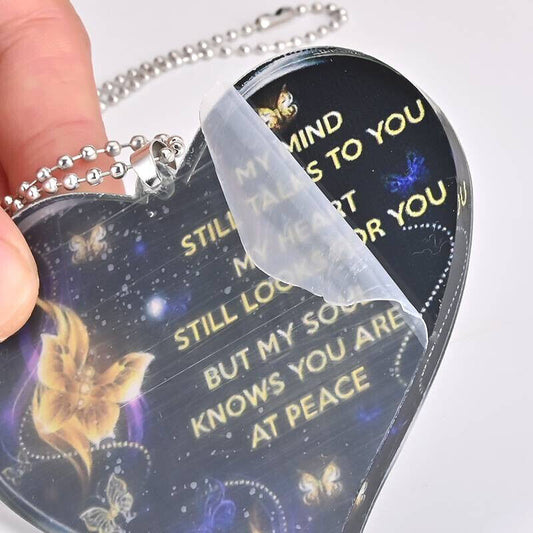 My Mind Still Talk To You Butterfly Heart Keepsake Double Sided Memorial Hanging Sign Plaque Ornament