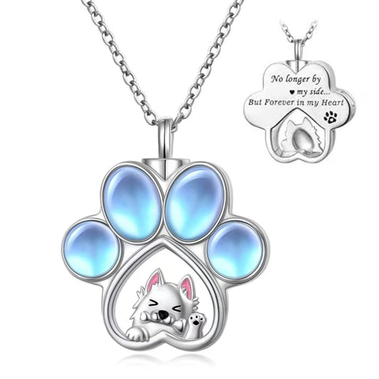 Dog Paw Ashes Necklace Memorial Pendant Ashes Locket Cremation Urn Keepsake in Stainless Steel Gift For Loss Of Pet Bereavement Sympathy Remembrance