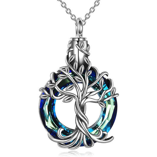 Tree Of Life Ashes Necklace Memorial Pendant Ashes Locket Cremation Urn Keepsake in Stainless Steel Gift For Loss Of Loved One Bereavement Sympathy Remembrance
