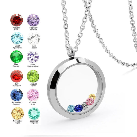 Birthstones Necklace Pendant Keepsake in Stainless Steel Gift For Sister Friend Mother Daughter Niece For Birthday Special Occasion
