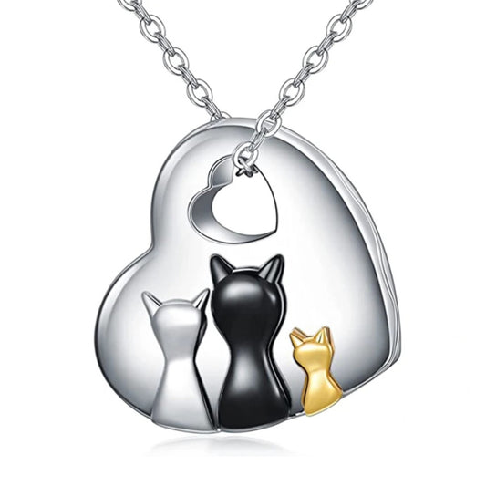 Cat Kittens Pet Ashes Necklace Memorial Pendant Ashes Locket Cremation Urn Keepsake in Stainless Steel Gift For Loss Of Pet Bereavement Sympathy Remembrance