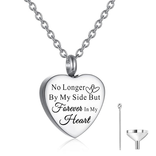 No Longer By My Side But Forever In My Heart Cremation Urn Necklace Pendant Ashes Memorial Locket Keepsake in Stainless Steel