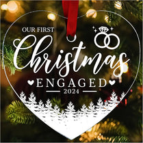 Our First Christmas Engaged Heart-Shaped Ornament Acrylic Wall Hanging Tree Decoration