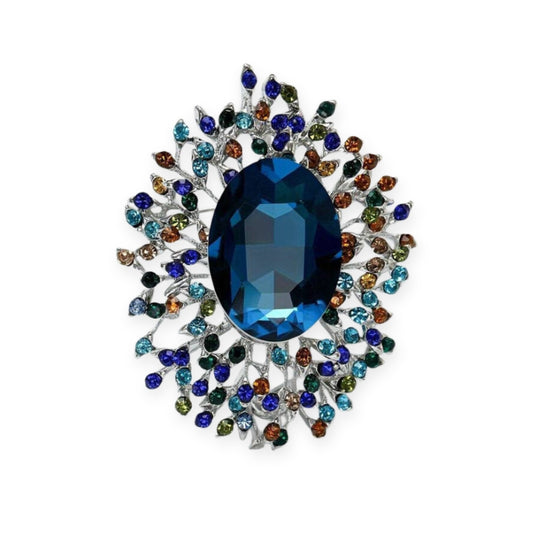 Oval Shaped Large Lapel Pin Inlaid Rhinestone Exquisite Brooch Cubic Zirconia Gift For Women Gift Idea For Mum Grandma Aunt