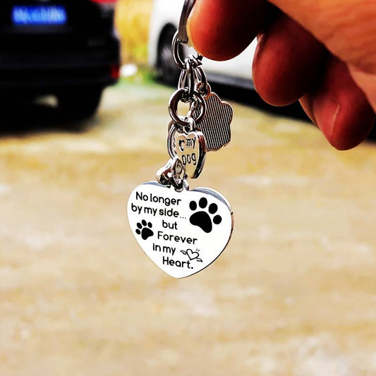 Pet Dog Paws Keychain Memorial Stainless Steel Keyring No Longer By My Side