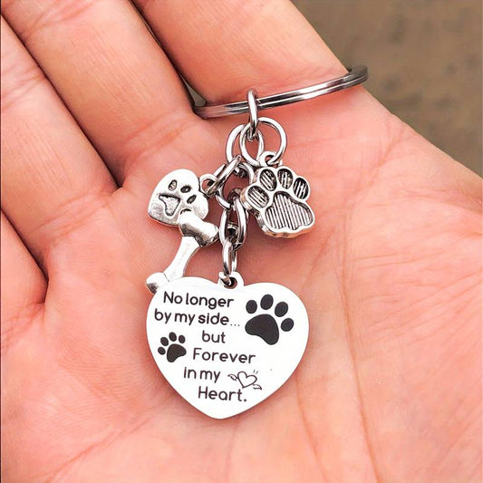 Pet Dog Paws Keychain Memorial Stainless Steel Keyring No Longer By My Side