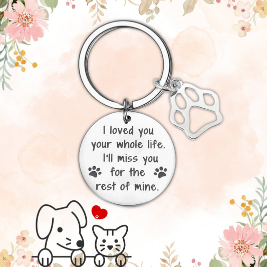 Pet Memorial Keychain Engraved Paw Charm Gift Loss Of Dog Cat Keyring Keepsake For Loss Of Pet Bereavement Sympathy Remembrance V1