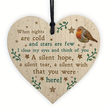 Robin's Christmas Commemorative Decoration, Wooden Heart Sign Plaque Ornament