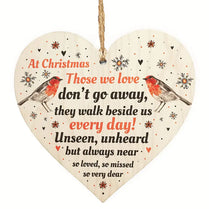 Robin's Christmas Commemorative Decoration, Wooden Heart Sign Plaque Keepsake Ornament