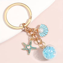 Starfish Shell Keychain Cute Animal Summer Keyring