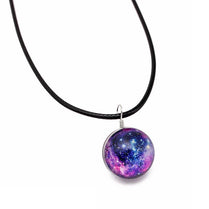 Fantasy Starry Sky Time Gemstone Necklace Double-Sided Glass Ball Pendant