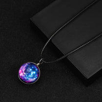 Fantasy Starry Sky Time Gemstone Necklace Double-Sided Glass Ball Pendant