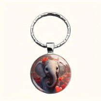 Stunning Cute Elephant Animal Flowers Keyring Charm Keychain BFF Couple Gift