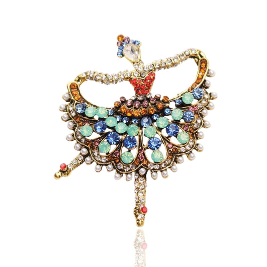 Salsa Ballerina Brooch Elegant Inlaid Rhinestone Dancer Lapel Pin For Women Blouse Dress Coat Scarf Brooch