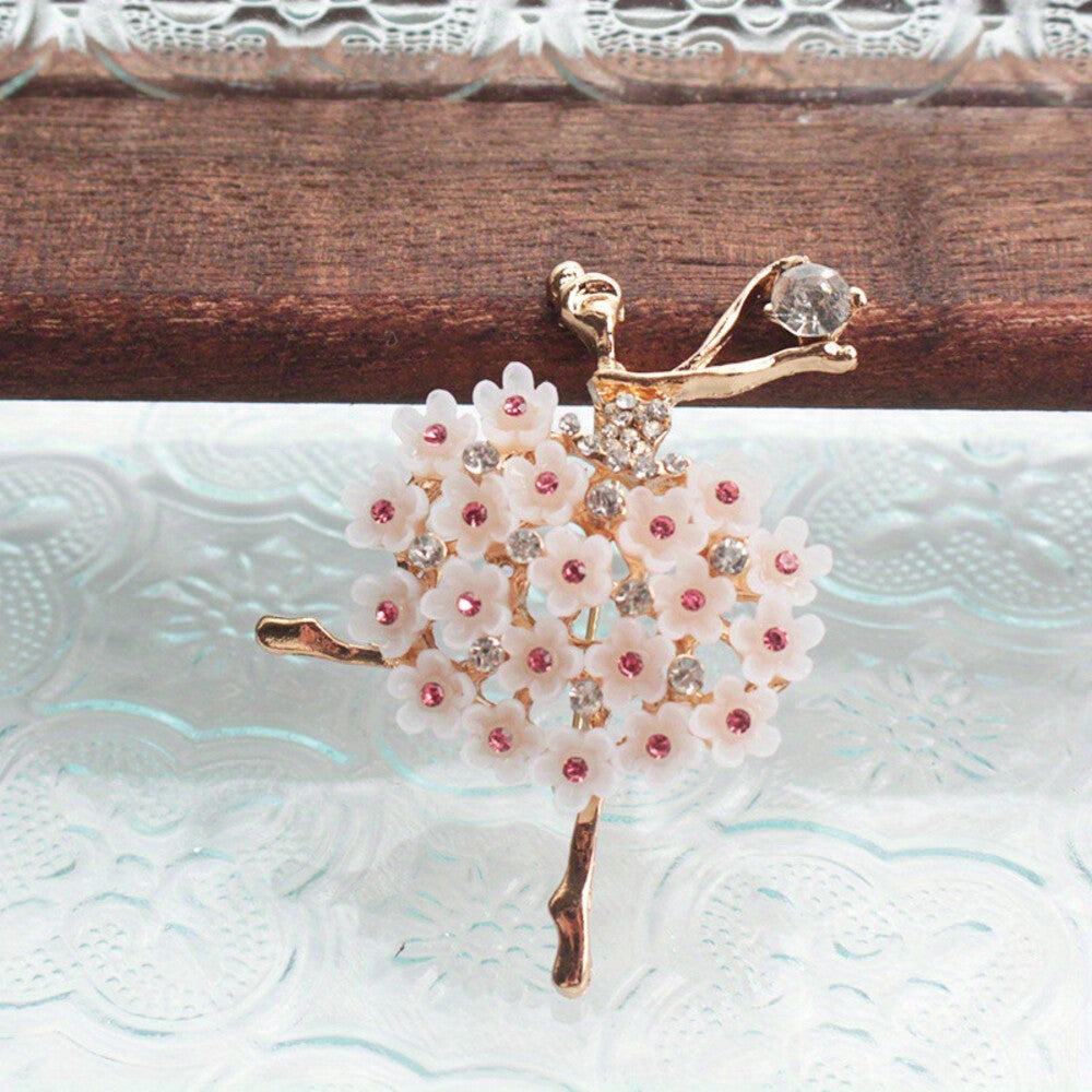 Pink Ballerina Brooch Elegant Inlaid Rhinestone Dancer Floral Lapel Pi –  Tied By Love