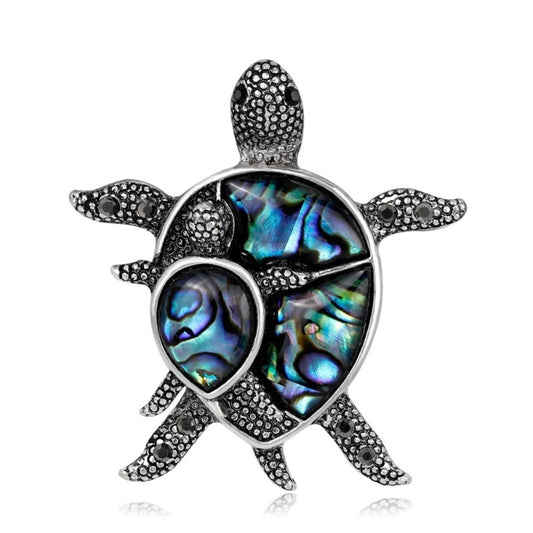 Silver Turtle Brooch Elegant Inlaid Rhinestone Animal Lapel Pin For Women Blouse Dress Coat Scarf Brooch