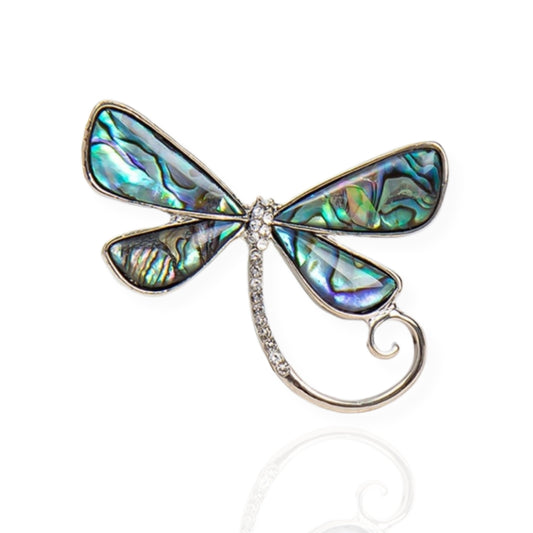 Silver Dragonfly Opal Brooch Elegant Inlaid Rhinestone Animal Lapel Pin For Women Blouse Dress Coat Scarf Brooch