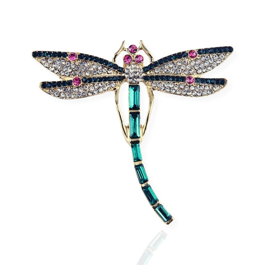 Multi-Coloured Dragonfly Brooch Elegant Inlaid Rhinestone Insect Lapel Pin For Women Blouse Dress Coat Scarf Brooch