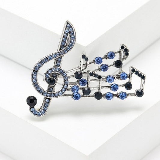 Music Note Brooch Elegant Inlaid Rhinestone Musical Lapel Pin For Women Blouse Dress Coat Scarf Brooch