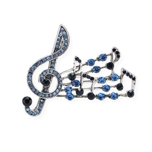 Music Note Brooch Elegant Inlaid Rhinestone Musical Lapel Pin For Women Blouse Dress Coat Scarf Brooch