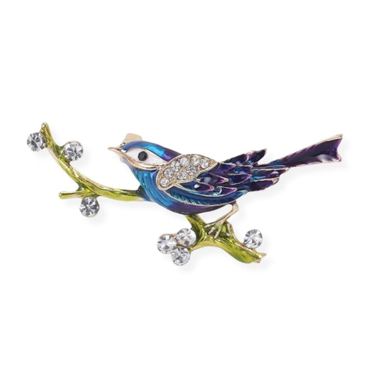 Songbird Brooch Elegant Inlaid Rhinestone Animal Lapel Pin For Women Blouse Dress Coat Scarf Brooch