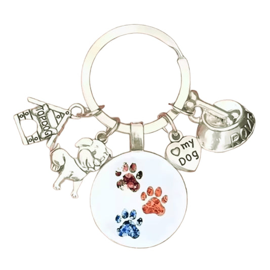 Cute Pet Dog Keychain Paw Dog Glass Top Dog House Charms Keyring Gift For Friend Mother Aunt Daughter Niece Grandma For Birthday Special Occasion