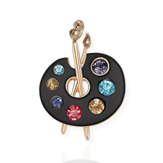 Paint Pallete Brooch Elegant Inlaid Rhinestone Artist Lapel Pin For Women Blouse Dress Coat Scarf Brooch