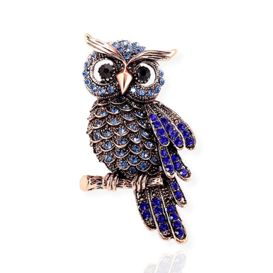 Midnight Owl Brooch Elegant Inlaid Rhinestone Animal Lapel Pin For Women Blouse Dress Coat Scarf Brooch