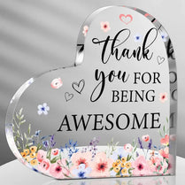 Thank You Appreciation Heart-Shaped Block Acrylic Plaque Birthday Keepsake Gift