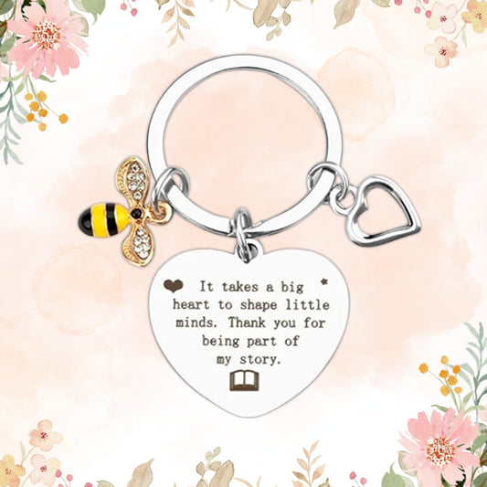 Bee Honey & Heart Charm Inspirational Engraved Rhinestone Keyring Bee Lovers Metal Keychain For Friend Mother Aunt Daughter Niece Grandma For Birthday Special Occasion