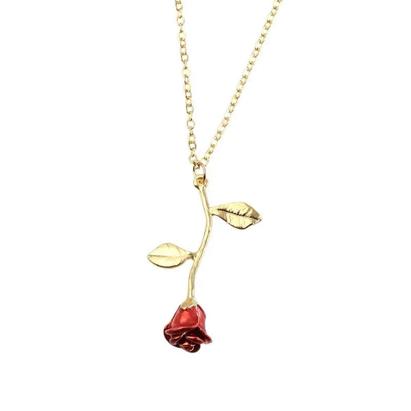 Red Rose Simple Rose Charm Necklace On A Gold Adjustable Chain Gift For Girlfriend Best Friend Partner For Birthday Anniversary Valentine's Day
