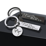 Drive Safe I Need You Here With Me Keyring Heart Charm Keychain New Driver